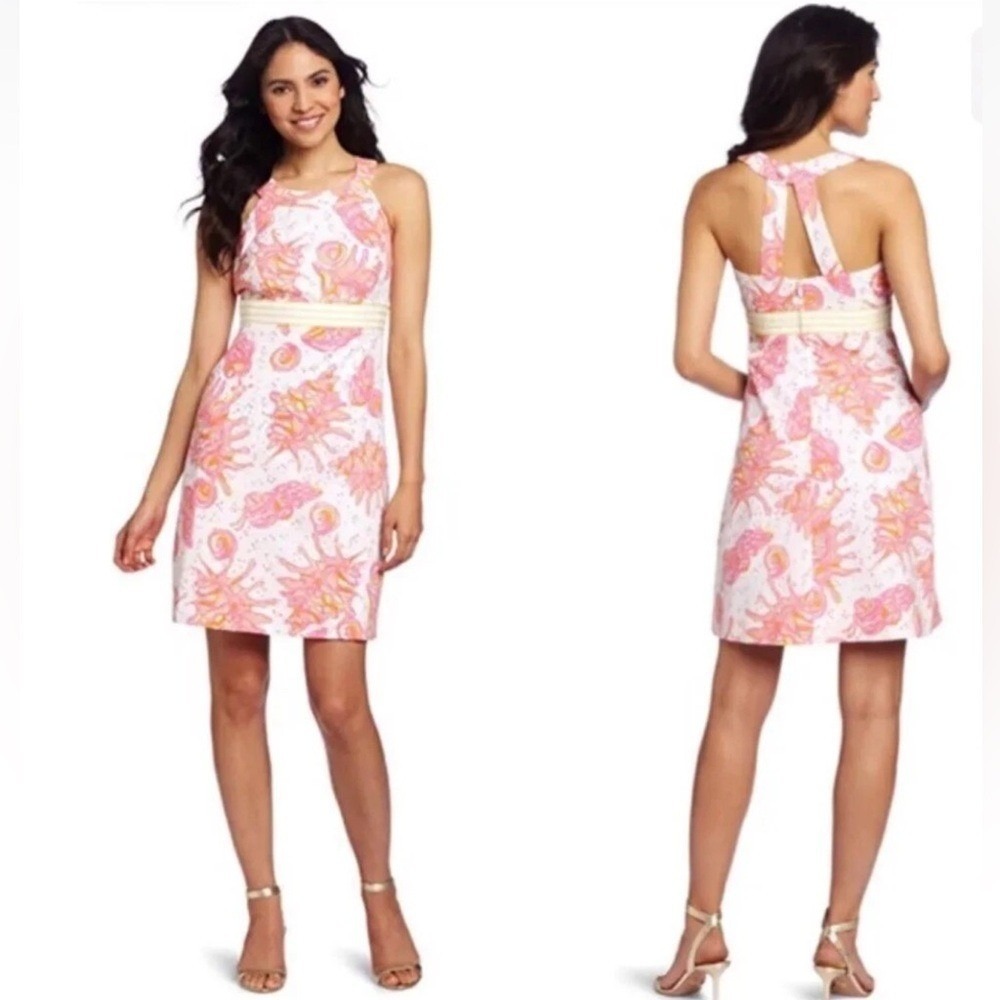 Lilly Pulitzer Tinsley Resort White Conched Out Halter Dress Resort Cruise SZ 2